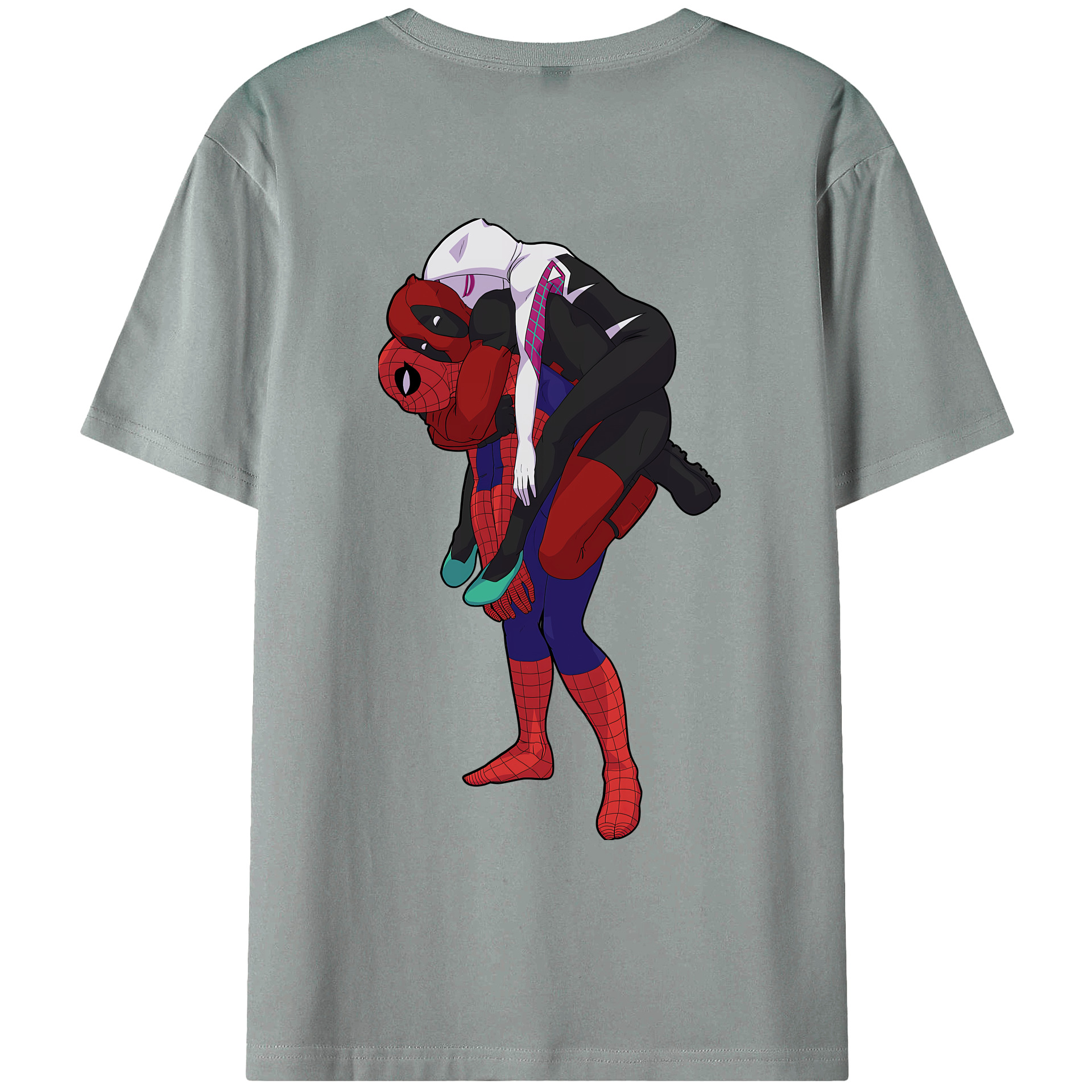 （画像用） Deadpool デッドプール 綿100％ メンズ半袖Tシャツ（バックプリント） 通気性